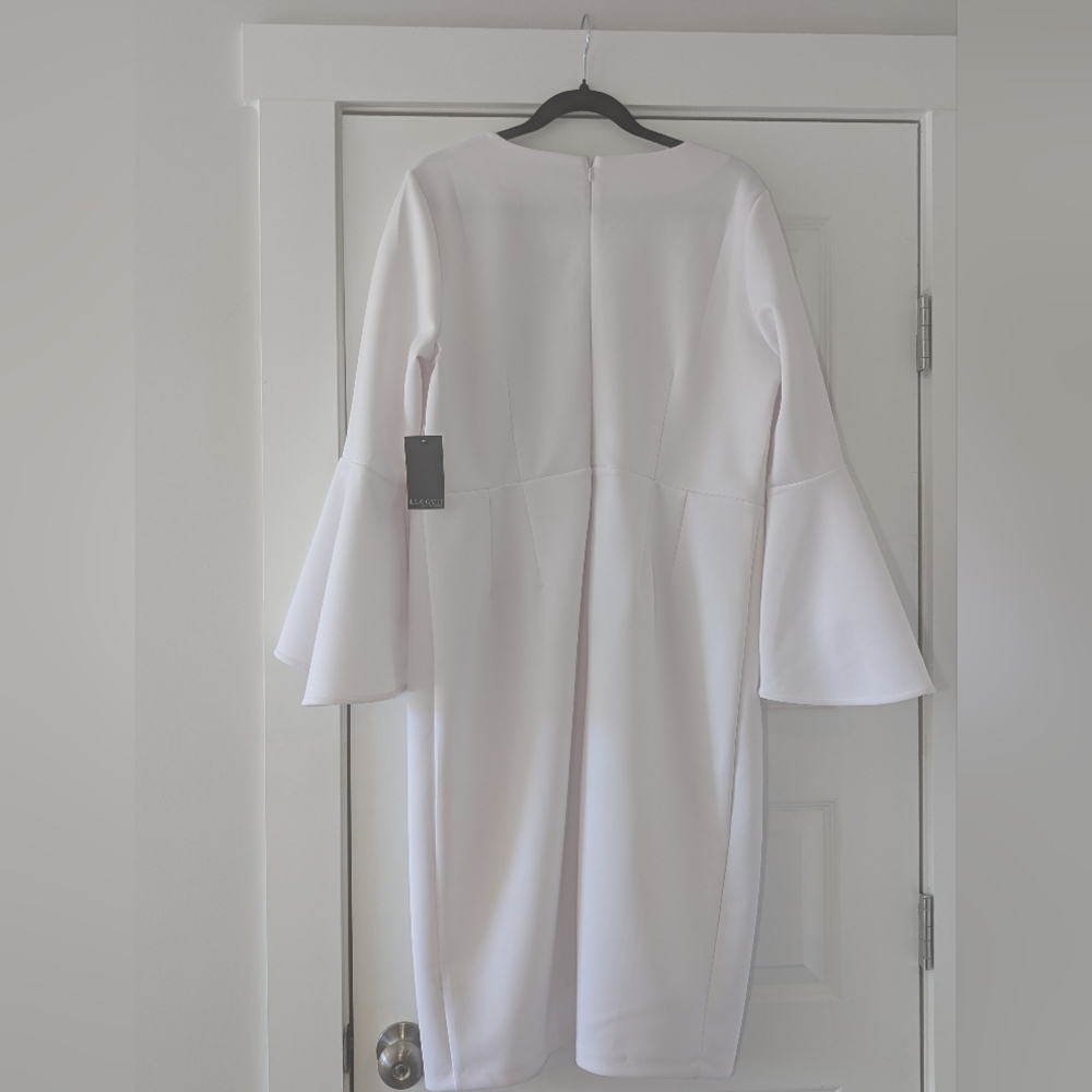 Eloquii White Long Sleeve Dress with Bell Sleeves Size 18 - Picture 5 of 11